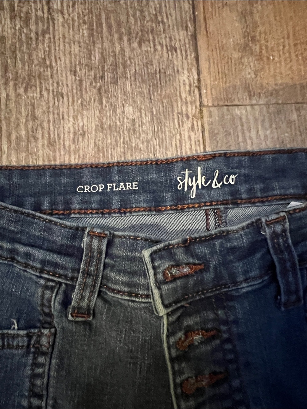 Style & Co. Crop Flare Jeans - Dark Blue Denim